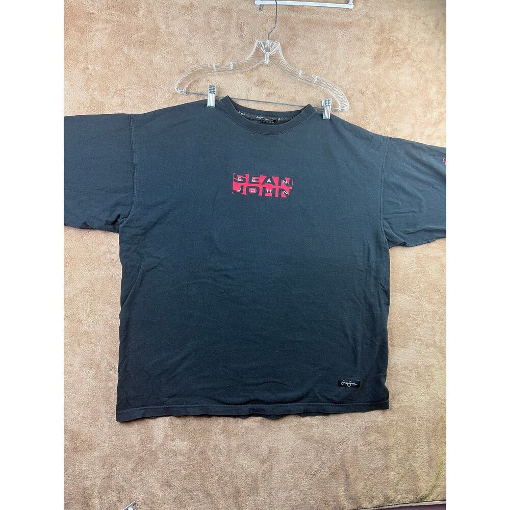 Vintage Sean John T Shirt XXL Black Spell Out Graphic Logo Y2K 90s Hip Hop